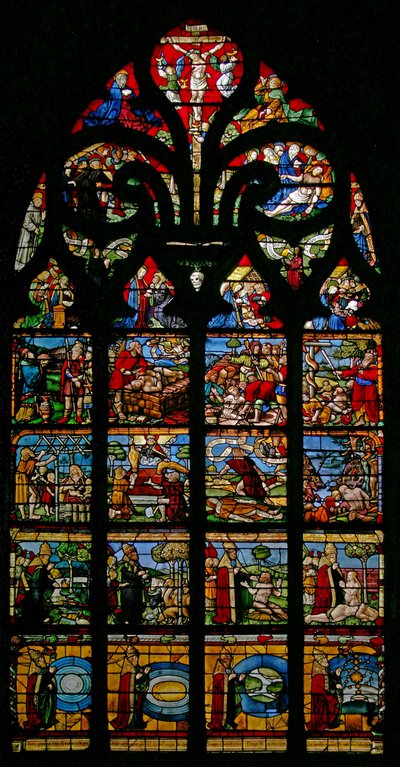 Fenster w1, Darstellung der Schöpfung und der Erlösung von French School