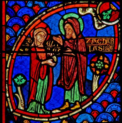 Fenster w20 Darstellung von Zacharias und Elisabeth, den Eltern des Heiligen Johannes des Täufers von French School