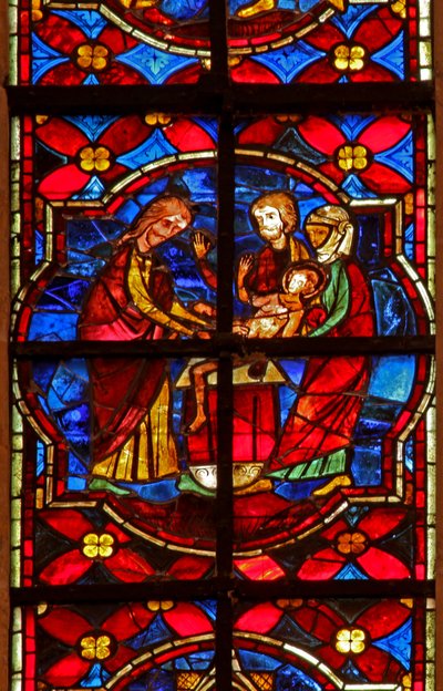 Fenster w212 zeigt die Beschneidung von Johannes dem Täufer von French School