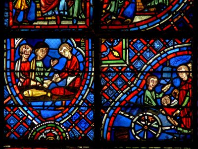 Fenster w23, Darstellung von Stiftern - die Fischhändler von French School