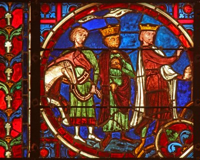 Fenster w2 zeigt die Anbetung der Heiligen Drei Könige von French School