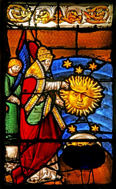 Fenster w2 mit der Erschaffung von Sonne und Mond von French School
