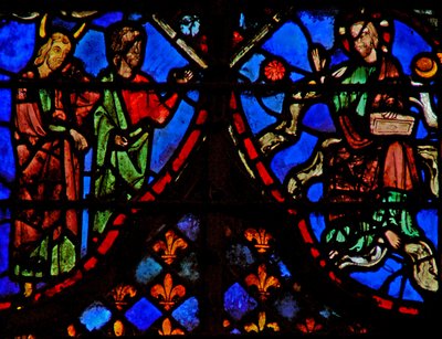 Moses und ein Begleiter; Gott in Herrlichkeit mit Sonne und Mond von French School