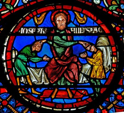 Fenster w3 zeigt Jakob segnet die Söhne von Joseph von French School