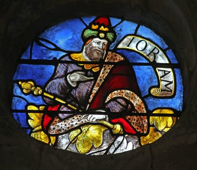 Fenster w3 mit Darstellung von König Joram am Jessebaum von French School
