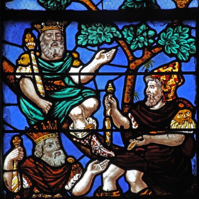 Fenster w4 zeigt Könige und einen Propheten am Baum Jesse von French School