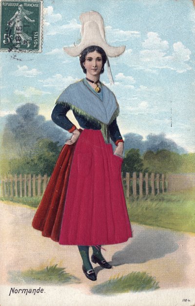 Frau in traditioneller Tracht aus der Normandie um 1910 von French School
