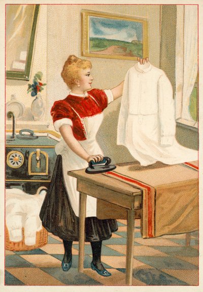 Frau beim Bügeln von French School