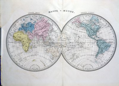 Weltkarte, Illustration aus Atlas Geographique Moderne von Prosper-Auguste Poulain de Bossay, ca. 1850 von French School