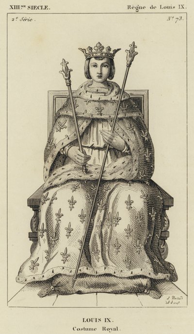 XIII. Jahrhundert, Herrschaft von Ludwig IX., Ludwig IX., Königskostüm (Gravur) von French School