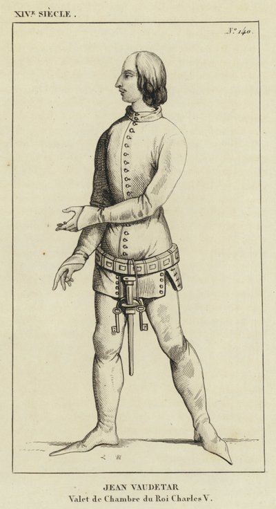 14. Jahrhundert, Jean Vaudetar, Kammerdiener von König Karl V. (Gravur) von French School