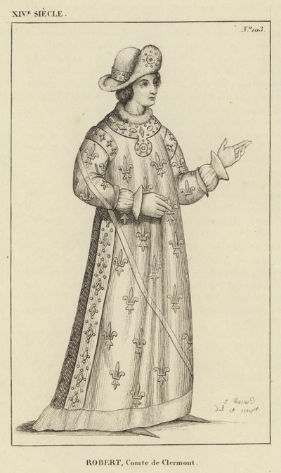14. Jahrhundert, Robert, Graf von Clermont (Gravur) von French School