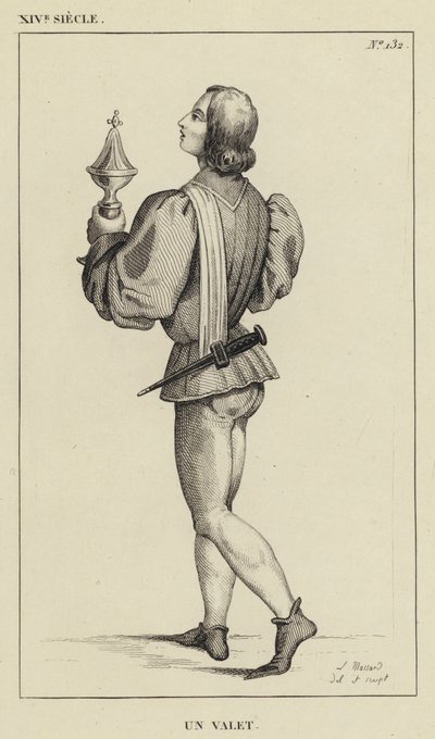 14. Jahrhundert, ein Diener (Gravur) von French School
