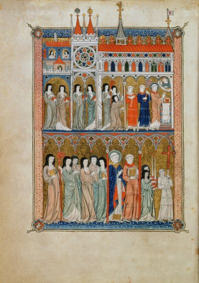 Messe, besucht von Beamten mit einer Prozession darunter, ca. 1300 von French School