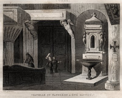 Kapelle, in der Napoleon getauft wurde - Gravur aus „Italy Picturesque - Historical and Descriptive Painting of Italy“ von M. de Norvins, Ch. Nodier 1834-1836. von French School