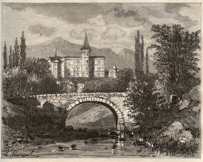 Schloss Rochelambert im Tal der Borne Haute-Loire (43) - Gravur in „La France illustrée: Geographie, Geschichte, statistische Verwaltung“ von V.A. Malt-Brown. 1884 von French School