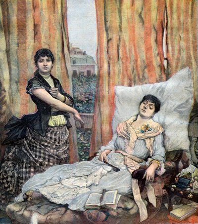Frauen bei ihrer täglichen Morphiuminjektion von French School