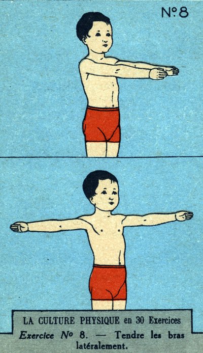 Training, Fitness, Körperübungen, gute Gesundheit, gesund (Chromolithographie) Anfang des 20. Jahrhunderts von French School