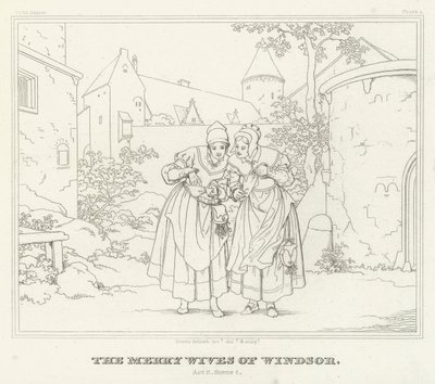 Die lustigen Weiber von Windsor, Akt II, Szene 1 von Friedrich August Moritz Retzsch