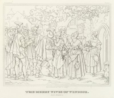 Die lustigen Weiber von Windsor, Akt I, Szene 1 von Friedrich August Moritz Retzsch