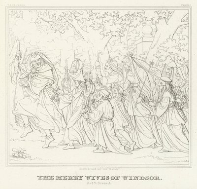 Die lustigen Weiber von Windsor, Akt V, Szene 3 von Friedrich August Moritz Retzsch