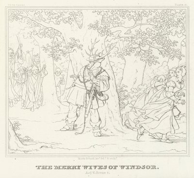Die lustigen Weiber von Windsor, Akt V, Szene 4 von Friedrich August Moritz Retzsch