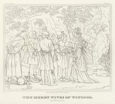 Die lustigen Weiber von Windsor, Akt V, Szene 4 (Gravur) von Friedrich August Moritz Retzsch