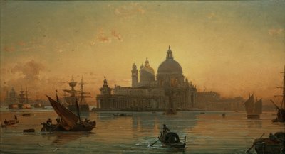 Abendstimmung in Venedig mit Santa Maria della Salute von Friedrich Nerly