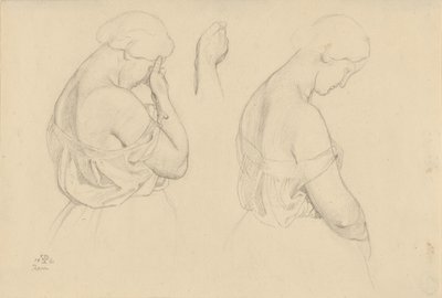 Zwei weibliche Figuren in Halbfigur und eine Studie einer Hand von Friedrich Preller