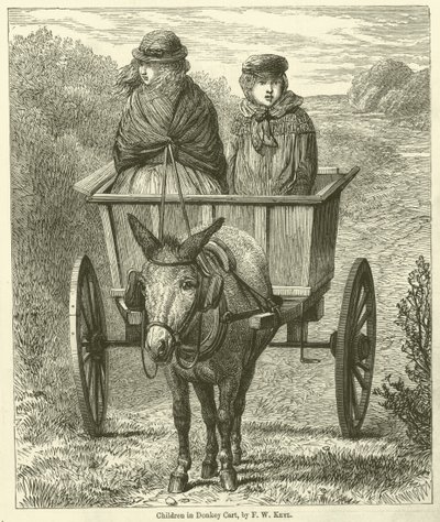 Kinder im Eselkarren (Gravur) von Friedrich Wilhelm Keyl