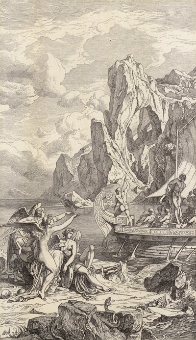 Odysseus und die Sirenen (Gravur) von Friedrich the Elder Preller