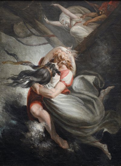 Amanda Rezia stürzt sich mit Huon ins Meer, Fatime wird mit Gewalt zurückgehalten, 1804-1805 von Füssli