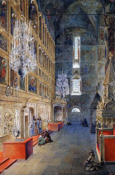 Innenraum der Mariä-Entschlafens-Kathedrale des Moskauer Kremls, 1819 von Fyodor Alexeyev