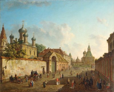 Blick vom Lubyanka-Platz zum Wladimir-Tor in Moskau, Russland, 1800er Jahre von Fyodor Yakovlevich Alexeev
