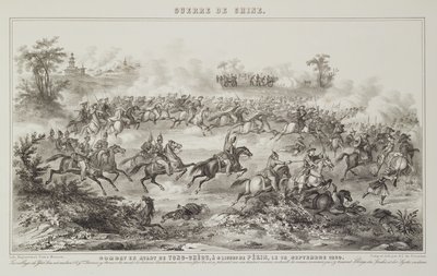 Die Schlacht von Chang-Kia-Onang, vor Tong-Cheou, 18. September 1860, aus Der Krieg in China, 1862 von G.C. de Fortavion