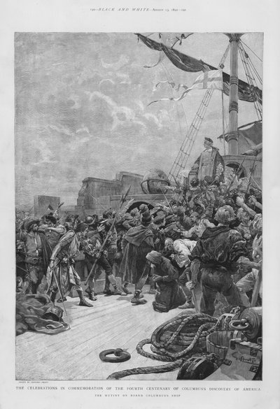 Meuterei an Bord des Schiffes von Christoph Kolumbus während seiner ersten Reise in die Neue Welt von G.S. (after) Amato