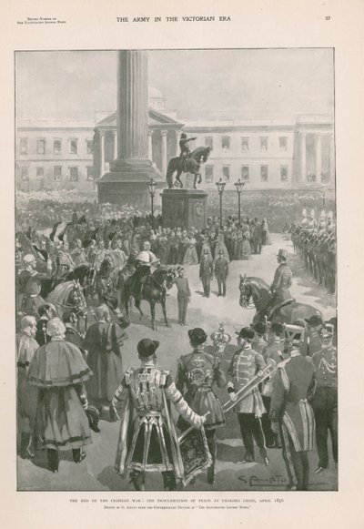 Das Ende des Krimkriegs: Friedensproklamation am Charing Cross, London, April 1856 (Photogravur) von G.S. (after) Amato