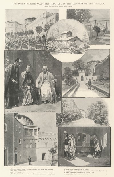 Die Sommerresidenz des Papstes, Leo XIII. in den Gärten des Vatikans von G.S. Amato