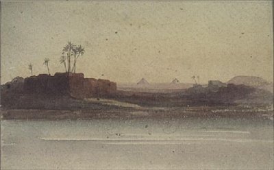 Erster Blick auf die Pyramiden vom Nil in der Nähe von Kairo von G.S. Cautley