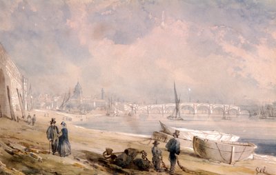Die Themse bei Ebbe und die Blackfriars-Brücke, London, 1847 von G Chaumont