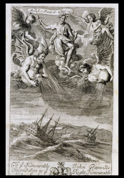 Jupiter entfesselt einen Sturm auf dem Ozean, Illustration aus Buch 1 Teil 6 Kapitel 16 von 
