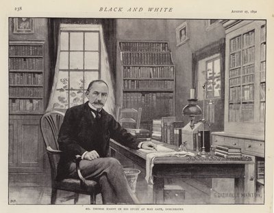 Thomas Hardy in seinem Arbeitszimmer in Max Gate, Dorchester (Lithografie) von G. Grenville Manton