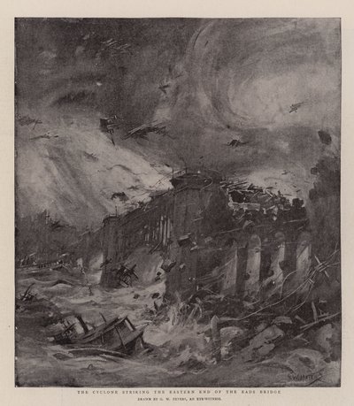 Der Zyklon trifft das östliche Ende der Eads-Brücke von G. W. Peters