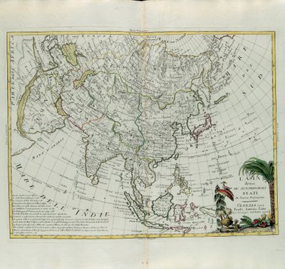 Asien aufgeteilt in seine Hauptstaaten, Stich von G. Zuliani aus Band I des Neuesten Atlas, veröffentlicht in Venedig 1777 von Antonio Zatta, Privatsammlung von G. Zuliani