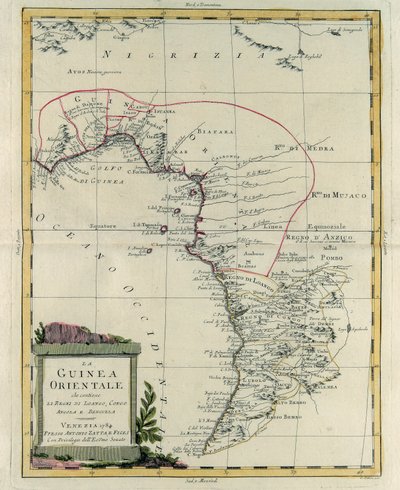 Ost-Guinea mit den Königreichen Loango, Kongo, Angola und Benguela, Stich von G. Zuliani aus Band IV des "Neuesten Atlas" veröffentlicht in Venedig 1784 von Antonio Zatta, Privatsammlung von G. Zuliani