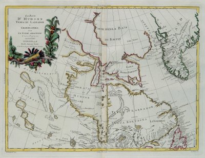 Hudson Bay, Land von Labrador und Grönland mit den angrenzenden Inseln, Gravur von G. Zuliani aus Band I des "Neuesten Atlas" veröffentlicht in Venedig 1778 von Antonio Zatta, Private Sammlung von G. Zuliani