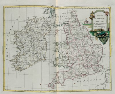 Die Königreiche England und Irland, Stich von G. Zuliani aus Band I des Neuesten Atlas, veröffentlicht in Venedig 1776 von Antonio Zatta, Privatsammlung von G. Zuliani