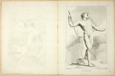 Figur (recto und verso), aus dem zweiten Buch der Figuren der Akademien, teilweise graviert von den Professoren der Königlichen Akademie von Gabriel Huquier