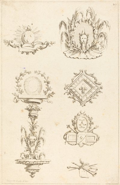 Entwürfe für Schlussstücke: pl. 10 von Gabriel Huquier after Claude Gillot