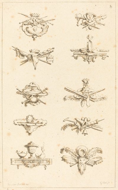Entwürfe für Schlussstücke: pl. 8 von Gabriel Huquier after Claude Gillot